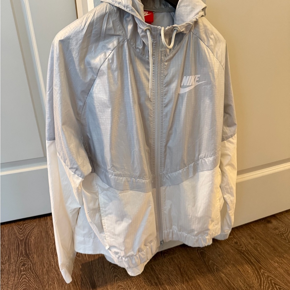 Nike Metallic Silver and White Hooded Women’s Jacket